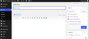 WordPress Block Editor showing paragraph, image, and heading blocks